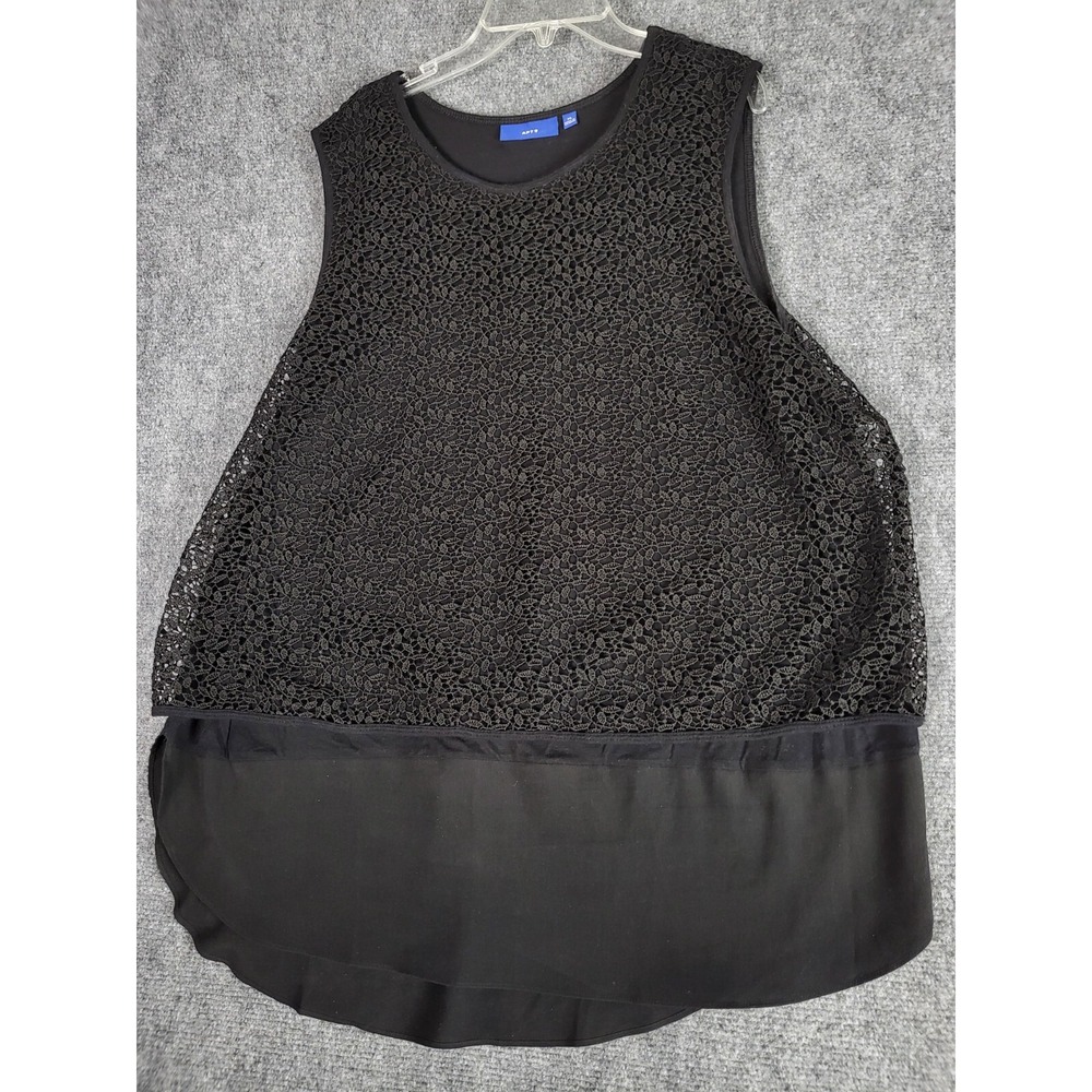 Apt 9 Top Womens XL Extra Large Black Crochet Lace Oversized Sleeveless Blouse‎